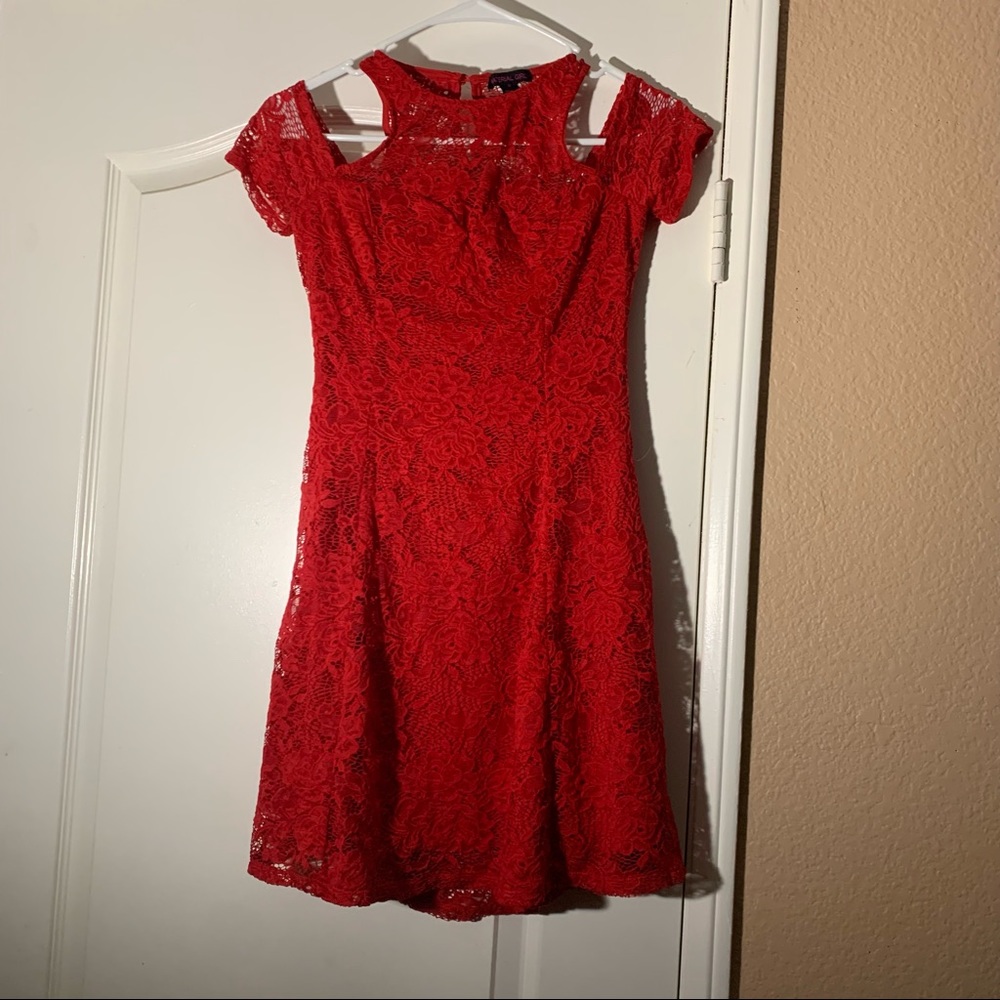 Red Lace Short Dress
